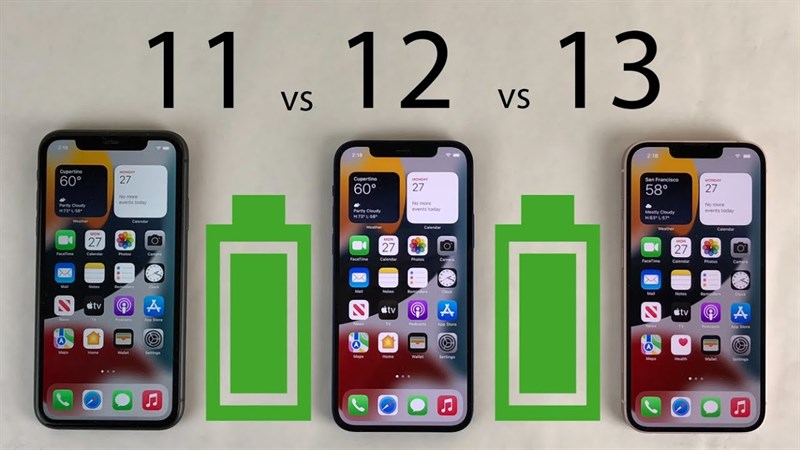 Thời lượng pin khi lên iOS 15.4 của iPhone 13, iPhone 12